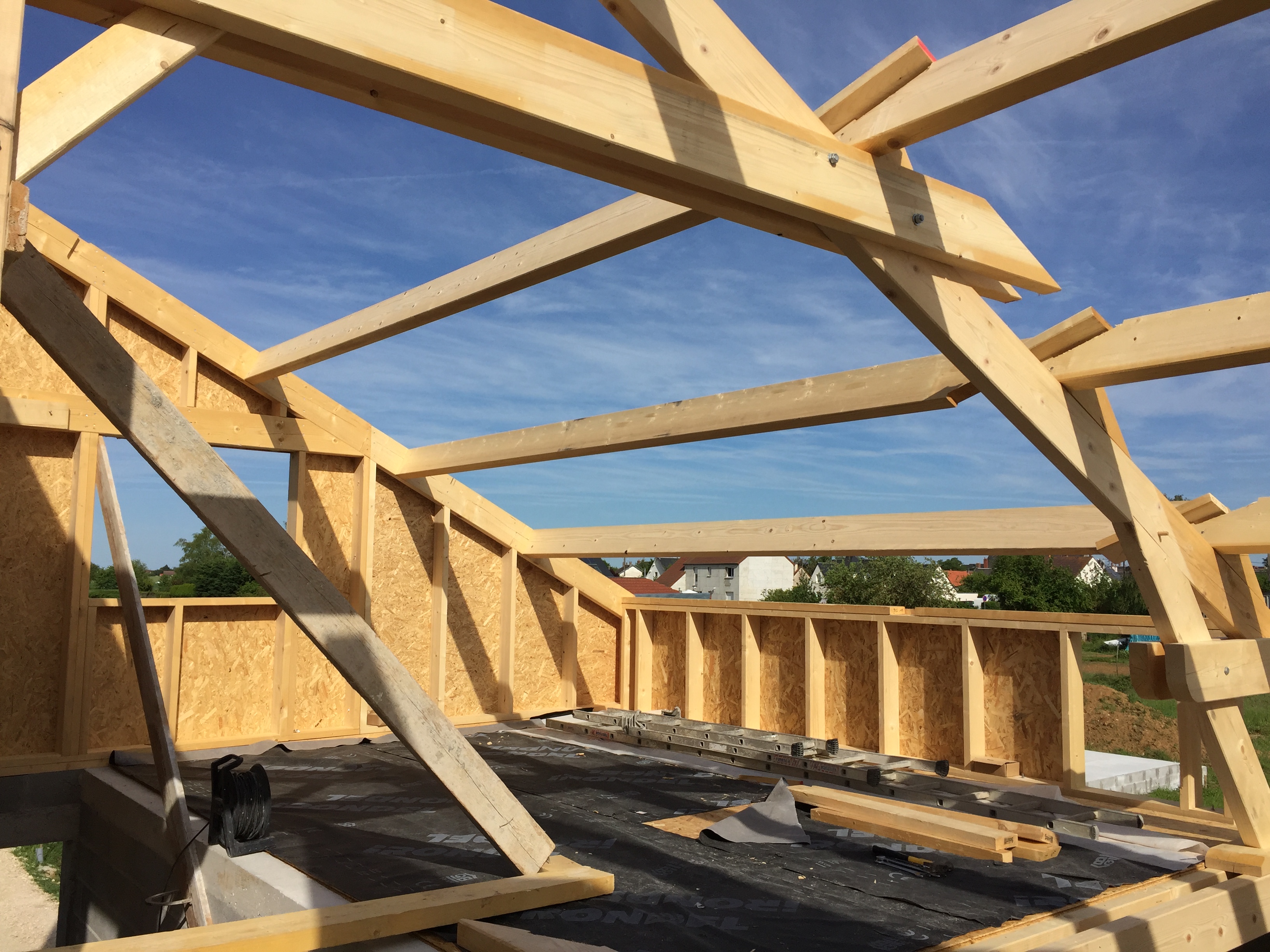 Chantier surélévation bois Île-de-France - Construction Neobat Design